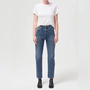 Agolde 90s Pinch Waist High Rise Straight blue Jeans (Portrait wash)